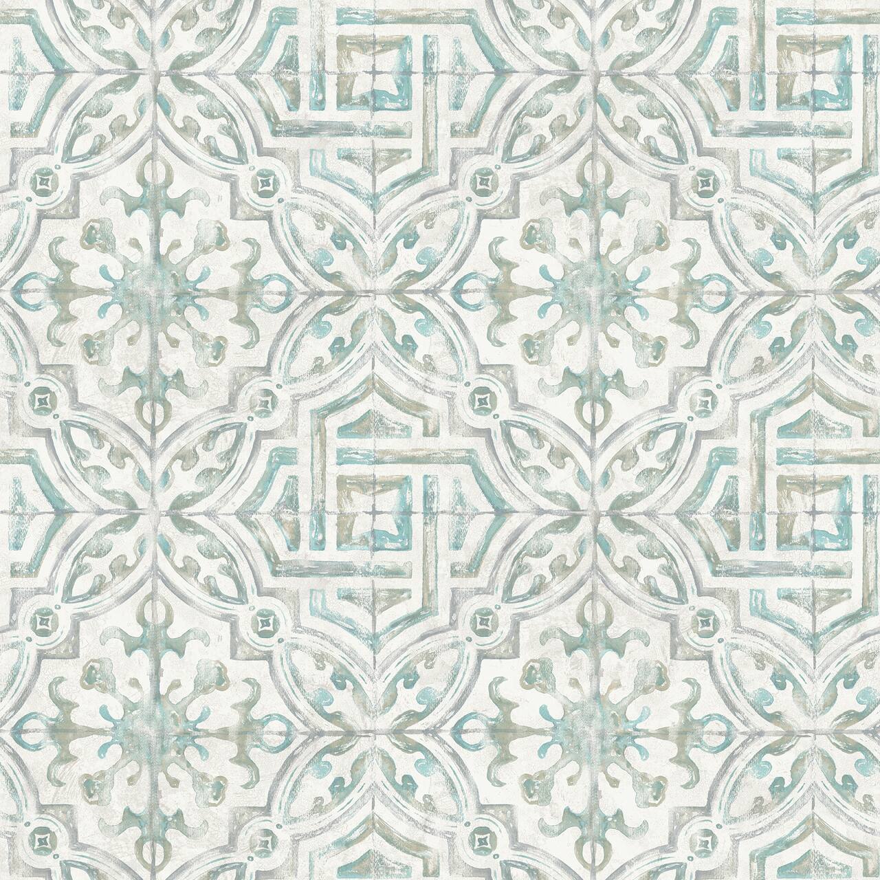 NuWallpaper Teal & Gray Landondale Peel & Stick Wallpaper